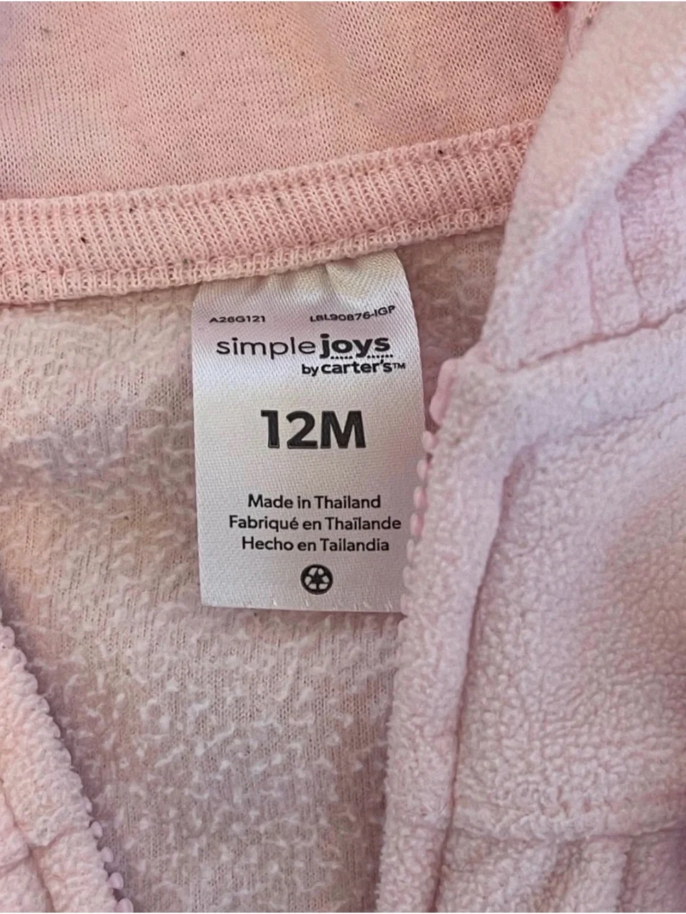 Simple Joys by Carter’s Pink Bow Zip-Up Hoodie 12M
